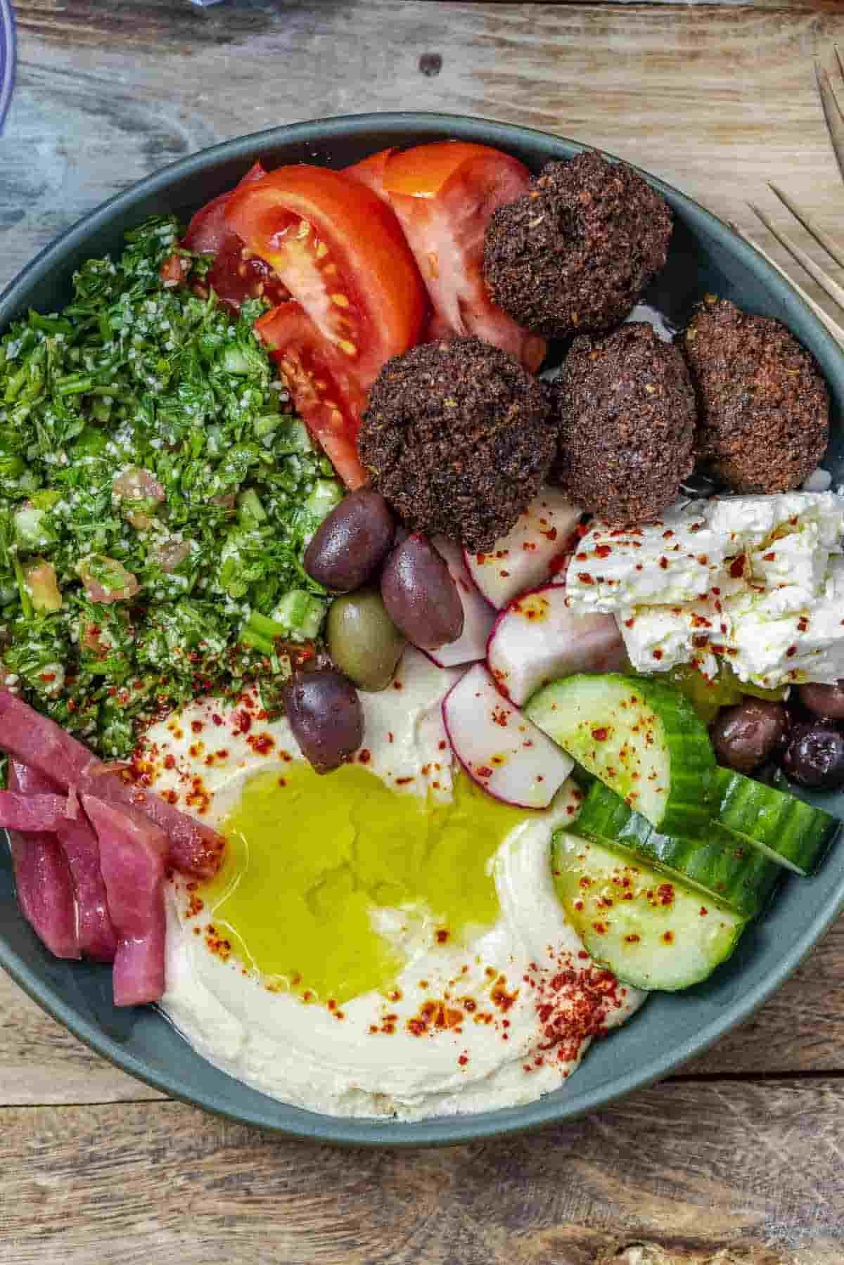 Hummus and Falafel Salad